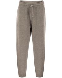 Brunello Cucinelli - Cashmere Rib Knit Joggers With Drawstring - Lyst