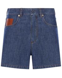 Fendi - Chambray Denim Shorts - Lyst