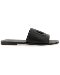 Dolce & Gabbana - Dg Leather Flat Sandals - Lyst