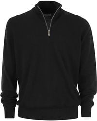 Brunello Cucinelli - Cashmere Turtleneck Sweater With Zip - Lyst