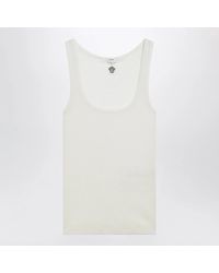 Versace - Cream Wool Tank Top With Logo Embroidery - Lyst