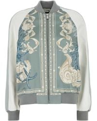 Versace - Printed Satin Varsity Bomber Jacket - Lyst