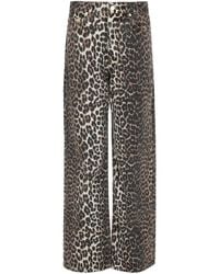 Ganni - Animal Print Wide Leg Jeans - Lyst