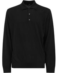 Alpha Studio - Extrafine Merino Wool Knitted Polo Shirt - Lyst