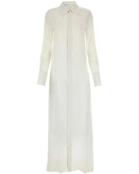 Ami Paris - Chalk Crepe Shirt Dress - Lyst