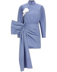 Self-Portrait - Self Portrait Cotton Tie Side Mini' Dress - Lyst