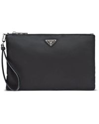 Prada - Re-Nylon Triangle-Logo Clutch Bag - Lyst