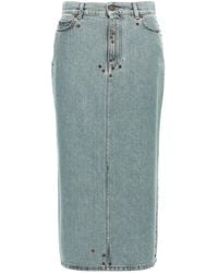 Moschino - Rivets Denim Skirt With All-Over Metal Details - Lyst