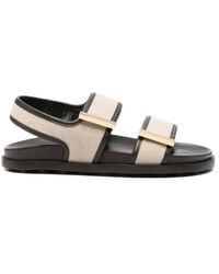 Tod's - Double-Strap Fabric Sandals With Leather Detailing - Lyst