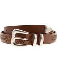Brunello Cucinelli - Calfskin Belt With Woven Decoration - Lyst