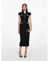 Self-Portrait - Wool Crepe Midi Dress - Lyst