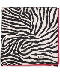 Fendi - 90X90 Double Print Silk Foulard Style Scarf - Lyst