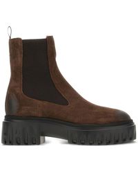 Hogan - Suede Ankle Boots With Lug Sole - Lyst