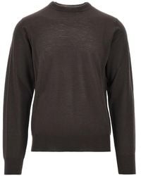 Emporio Armani - Virgin Wool Sweater With Eagle Embroidery - Lyst