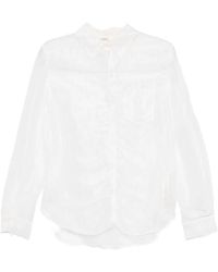KHAITE - Allie Longchalk-Colored Silk Organza -Sleeved Shirt With Front Gathered Detailing - Lyst