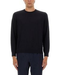Theory - Round Neck Wool Sweater With Ribbed Hem - Lyst