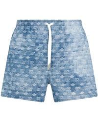 DSquared² - Logo-Print Denim-Effect Swim Shorts - Lyst