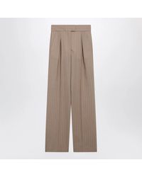 Valentino - Mud-Colored Pinstripe Wool Trousers - Lyst