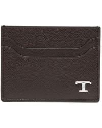 Tod's - Grained Leather Cardholder With Metal T Timeless Logo - Lyst