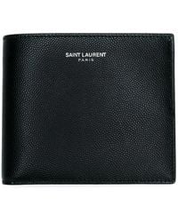 Saint Laurent - Leather Bi-Fold Wallet With Logo For - Lyst
