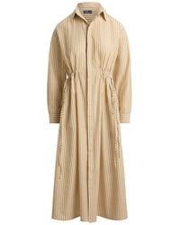 Polo Ralph Lauren - Striped Linen Cotton Shirt Dress With Drawstring - Lyst