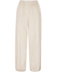 Peserico - Loose-Fitting Stretch Cotton Trousers With Elasticated Waistband - Lyst