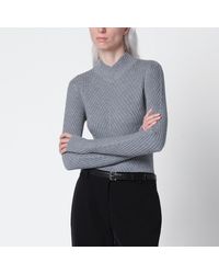 Victoria Beckham - Georgia Marl Ribbed Merino Wool Sweater - Lyst