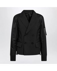 Sacai - Doublebreasted Wool And Nylon Blend Jacket - Lyst