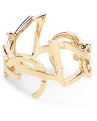 Saint Laurent - Scarf Cassandre Brass Ring - Lyst