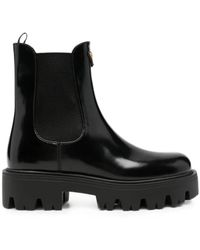 Prada - Brushed Leather Booties - Lyst