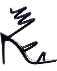 Rene Caovilla - Rene Caovilla Midnight Velvet Cleo Mini Sandals With 10.5 Cm Heel - Lyst