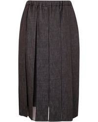 Brunello Cucinelli - Plated Denim Midi Skirt - Lyst
