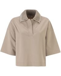 Brunello Cucinelli - Interlock Couture Polo Shirt With Sparkling Knitted Collar - Lyst