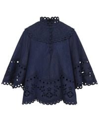 Zimmermann - Ink Mahon Broderie Denim Top - Lyst