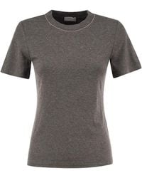 Peserico - Viscose Jersey T-Shirt With Lurex - Lyst