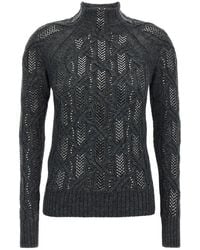 Ermanno Scervino - Crystal Appliqué Braided Sweater With High Neckline - Lyst