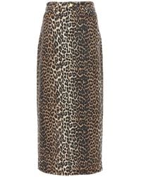 Ganni - Animal Print Long Skirt - Lyst