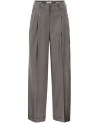 Peserico - Tailored Virgin Wool Stretch Trousers With Front Pleats - Lyst