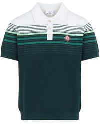 CASABLANCA - Short-Sleeve Boucle Stripe Knitted Polo - Lyst