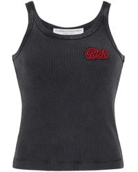 Alessandra Rich - Logo Ribbed Cotton Tank Top - Lyst