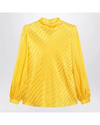 Valentino - Vlogo Bright Narciso Jacquard Silk Top - Lyst