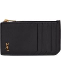 Saint Laurent - Portacarte "Fragments Tiny Cassandre" Con Zip - Lyst