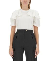 McQueen - T-Shirt With Ruffles - Lyst