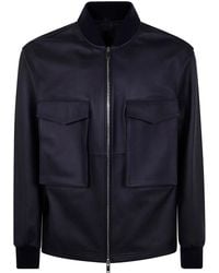 Desa - Leather Patch Pocket Bomber Jacket - Lyst