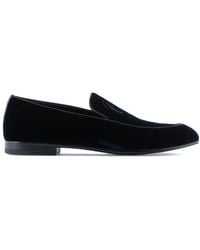 Giorgio Armani - Embroidered Logo Velvet Loafers - Lyst