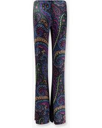 Etro - Chenille Trousers With Print - Lyst
