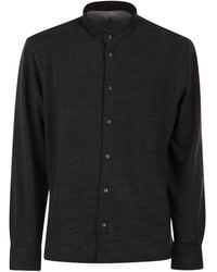 Brunello Cucinelli - Linen And Cotton Shirt With Band Collar - Lyst