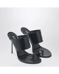Paris Texas - Lidia Pythoneffect Leather Thong Mule - Lyst