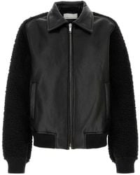 Random Identities - Faux Shearling Leather Bomber Jacket Woven - Lyst