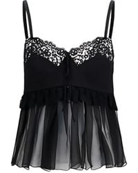 Chloé - Lace-Trim Silk-Crepe Camisole Top - Lyst